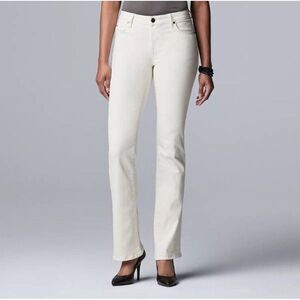 Simply Vera‎ Vera Wang Boot Cut Jeans Women's 17" Size 10 White Denim Mid Rise